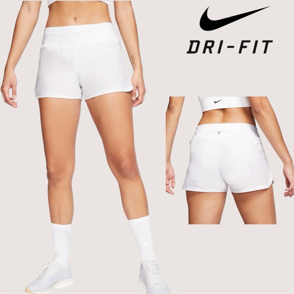 Nike Dri-Fit White Athletic Running Shorts Internal Liner Women’s Size Medium